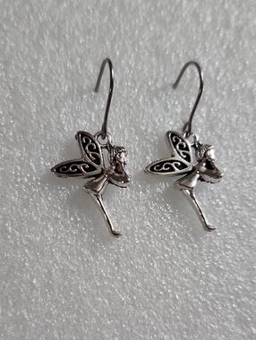 Hand Crafted Silver Fairy Wing Drop Earrings